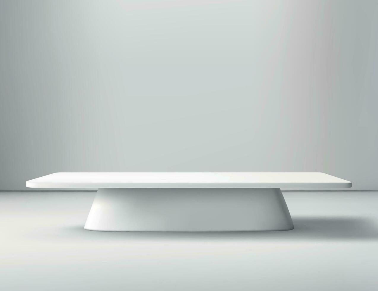 Empty white studio room with blank table podium. vector