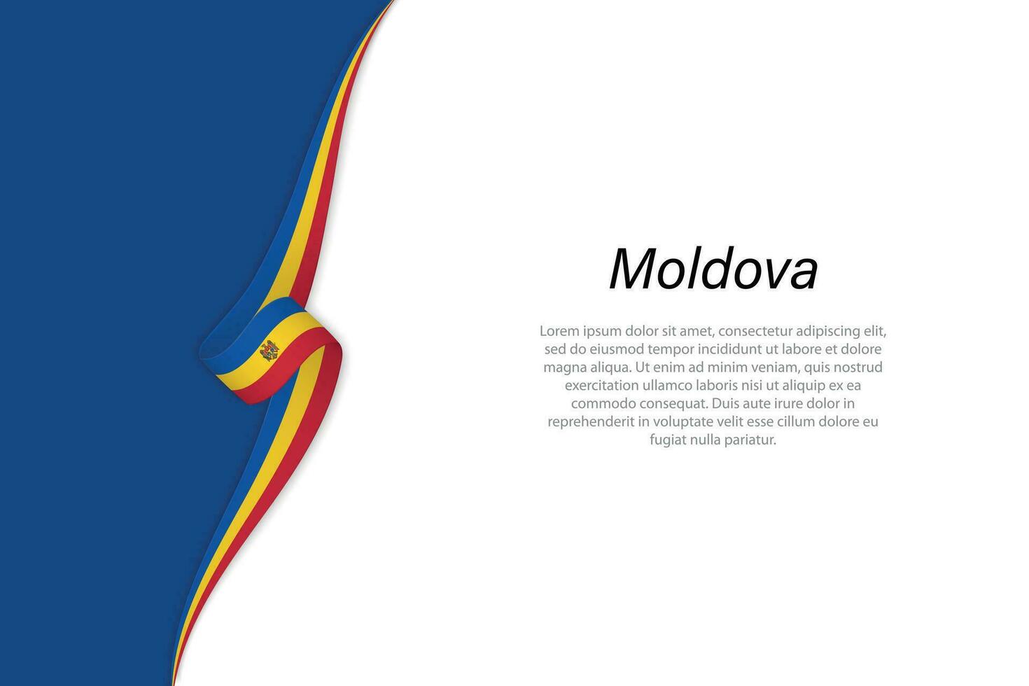 Wave flag of Moldova with copyspace background. vector