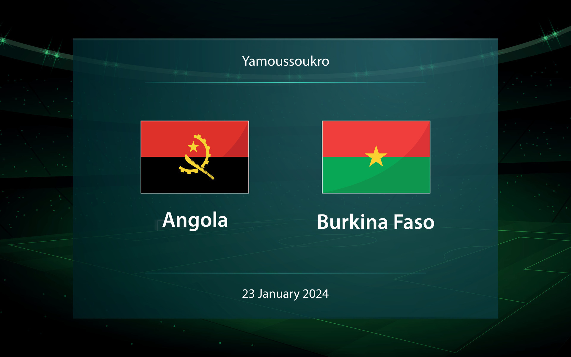 Angola vs Burkina Faso. Football scoreboard broadcast graphic 36449677 