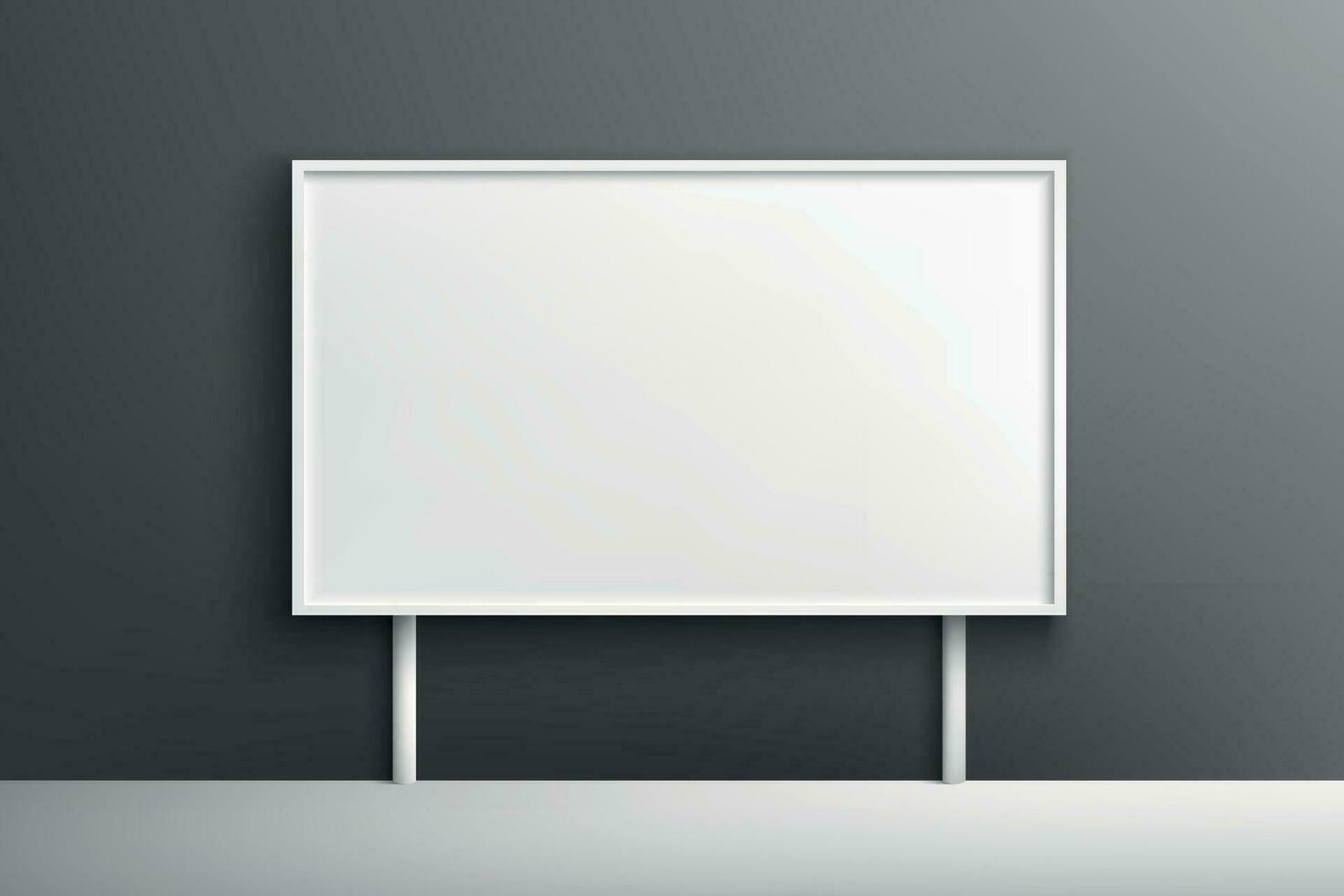 Realistic light box template, billboard sign frame on wall background vector
