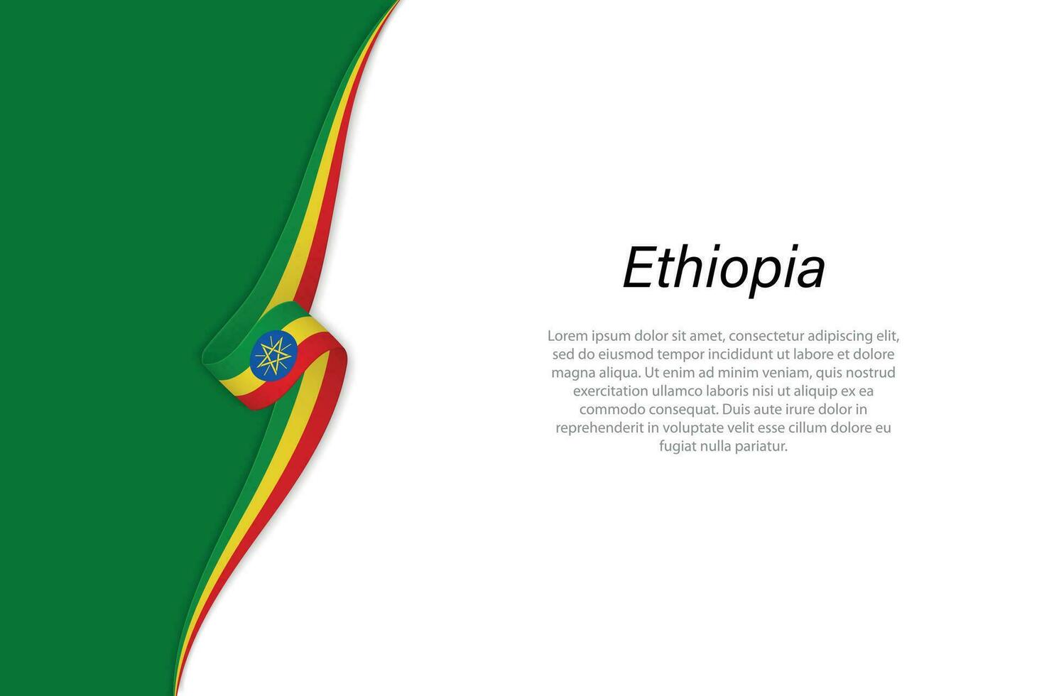 Wave flag of Ethiopia with copyspace background vector