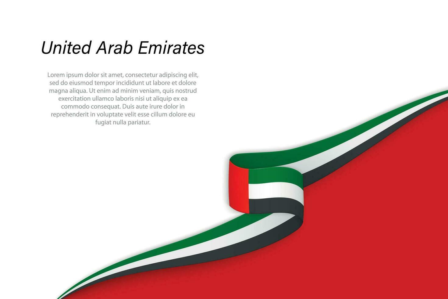 Wave flag of United Arab Emirates with copyspace background vector