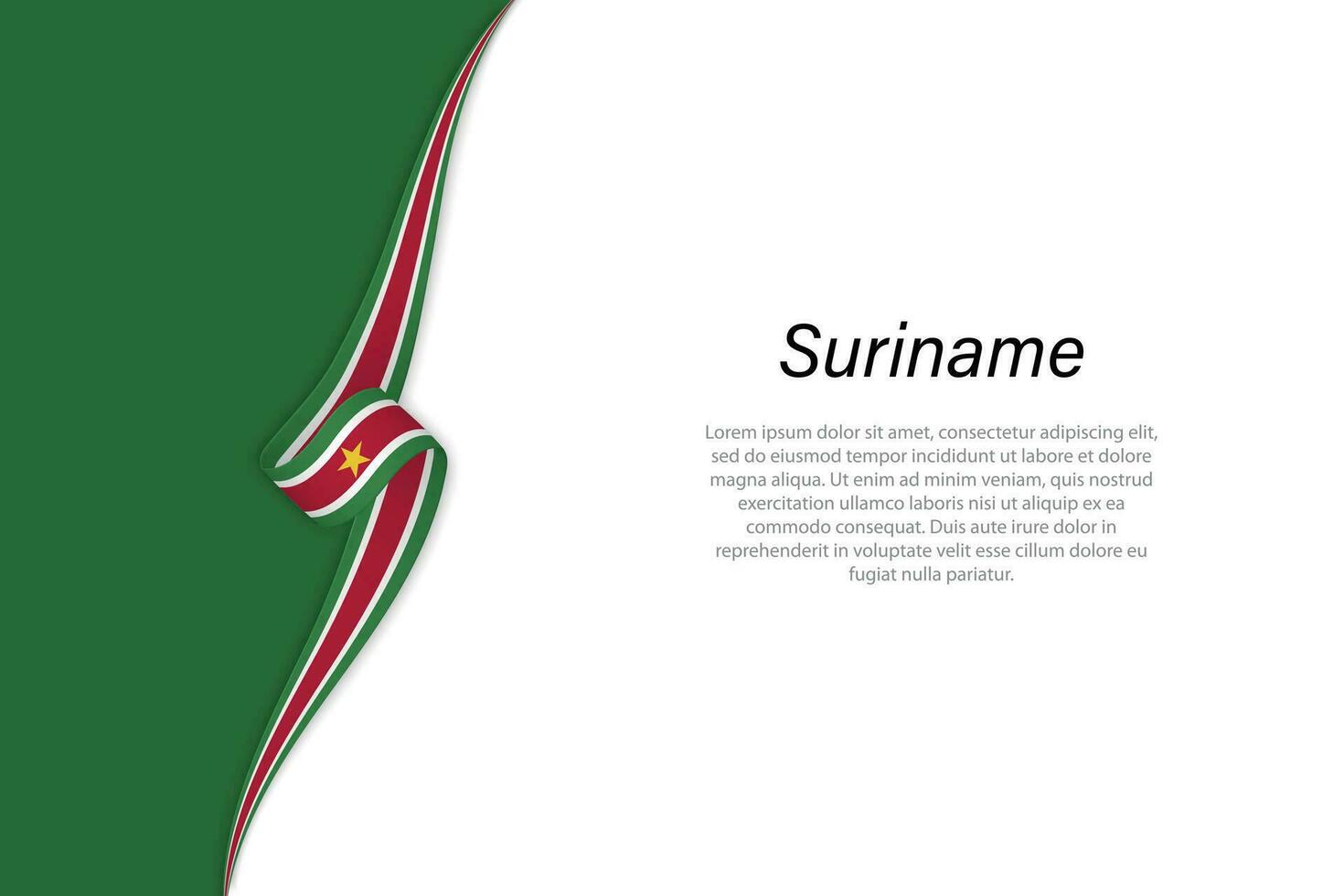 Wave flag of Suriname with copyspace background. vector