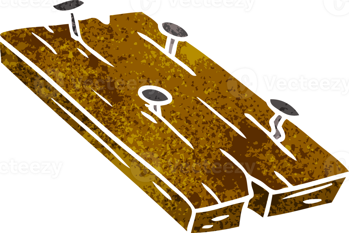 retro cartoon doodle of nails in a board png