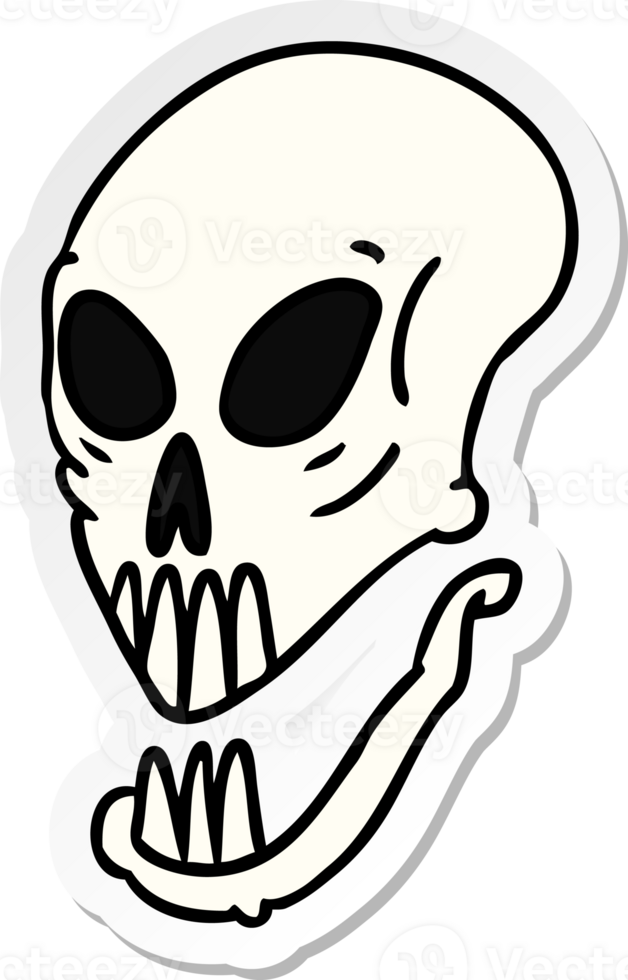 sticker cartoon doodle of a skull head png