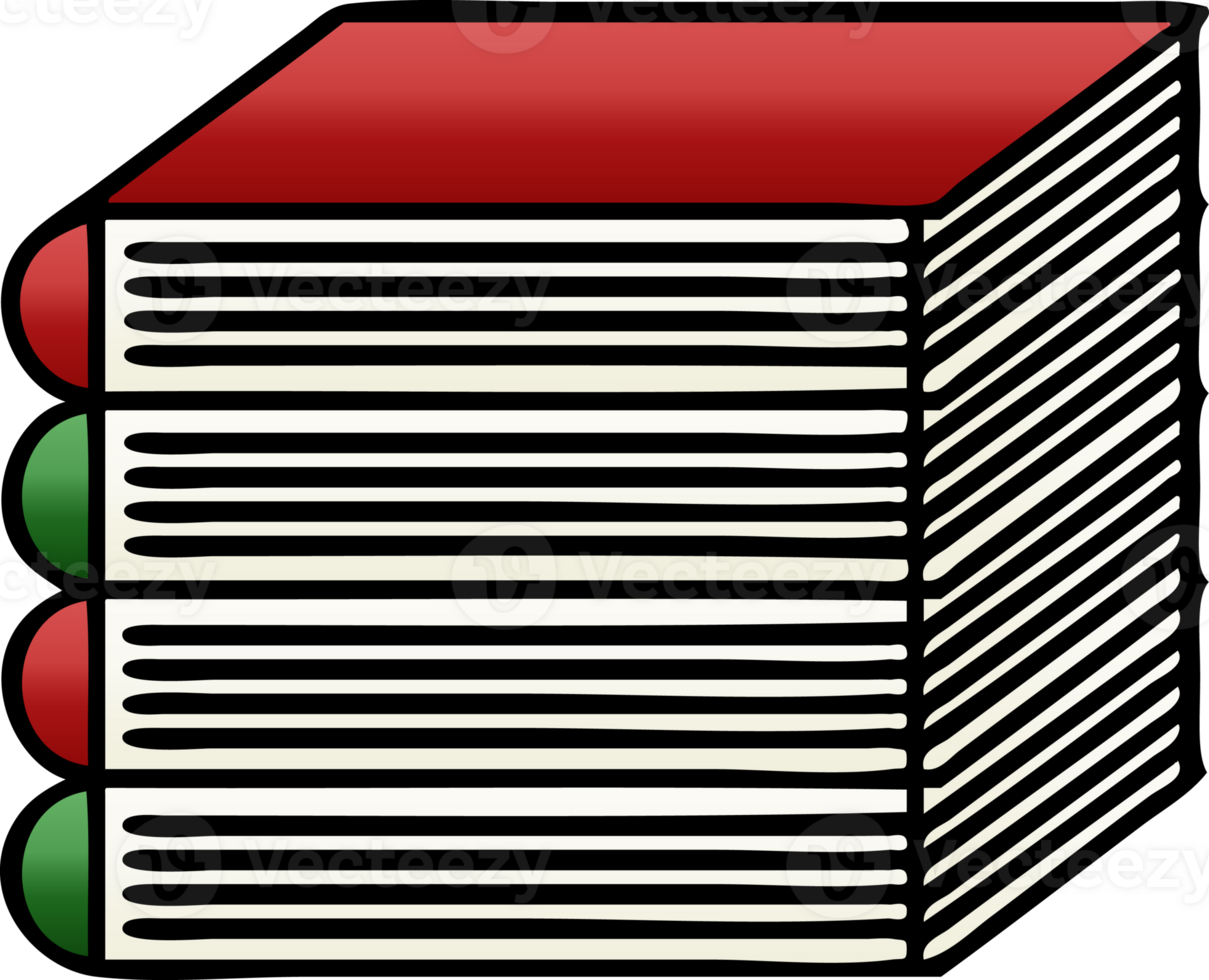 gradient shaded cartoon stack of books png