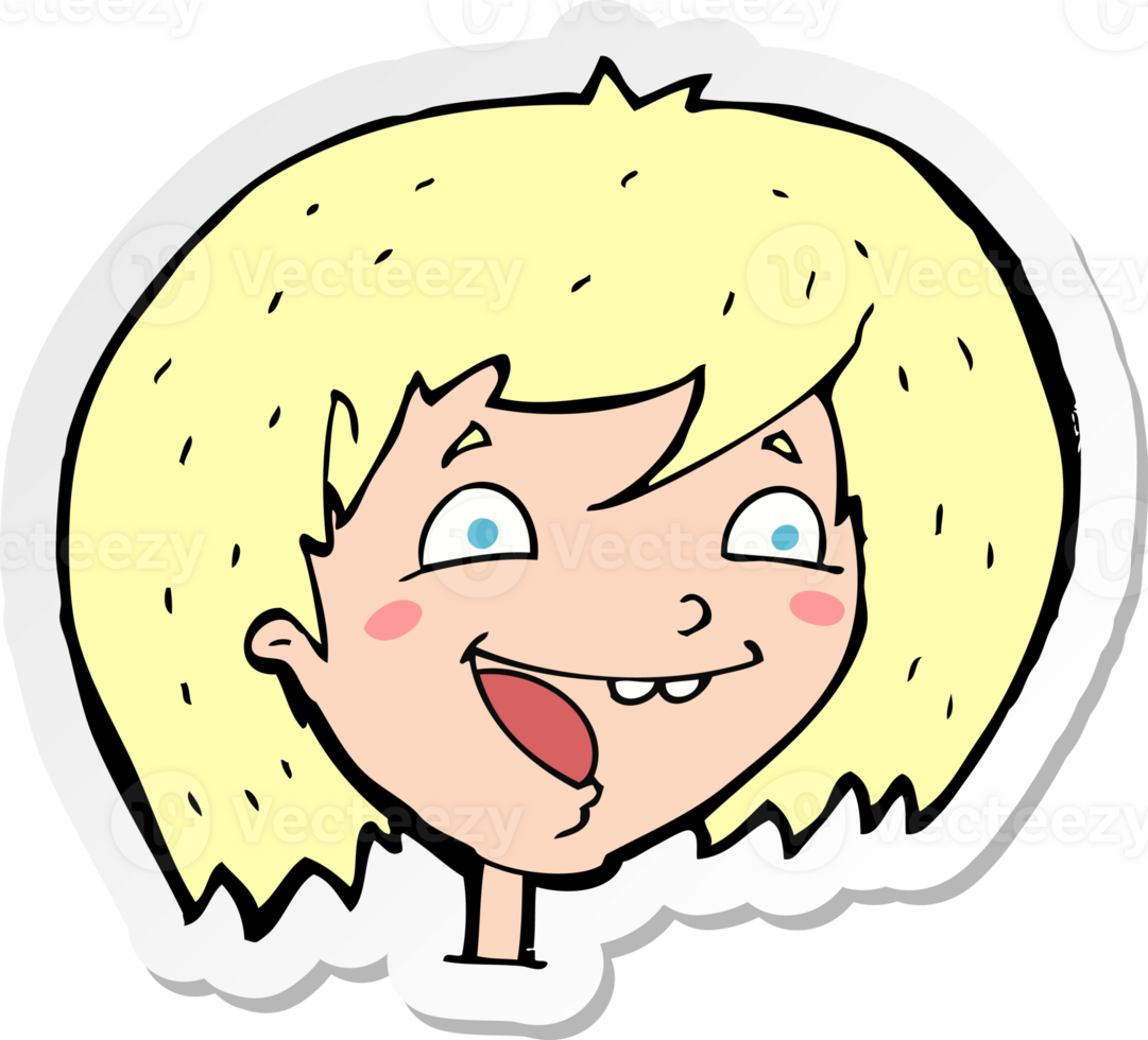 sticker of a cartoon happy girl png