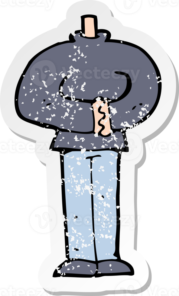 retro distressed sticker of a cartoon body png