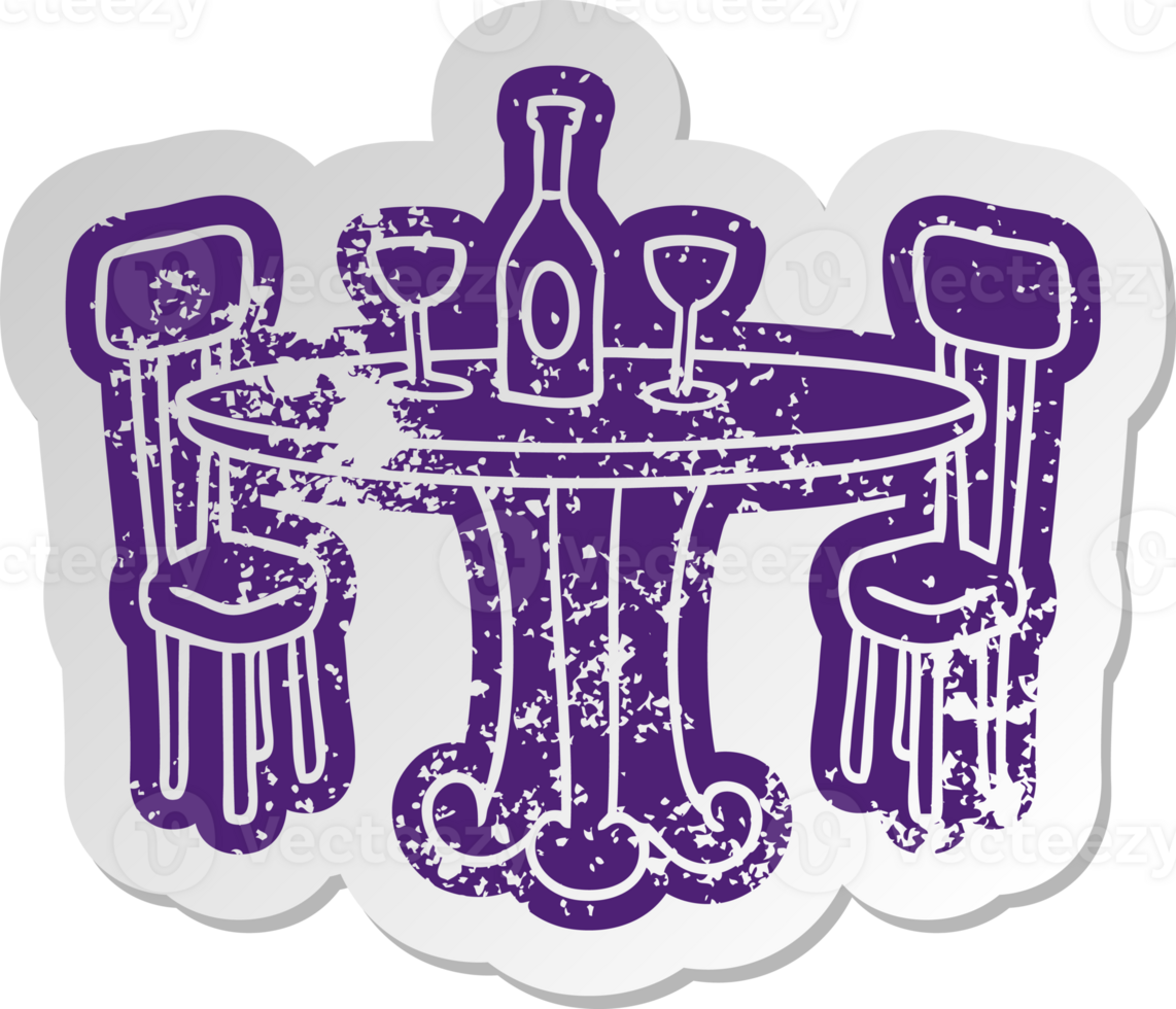 distressed old sticker dinner table and drinks png