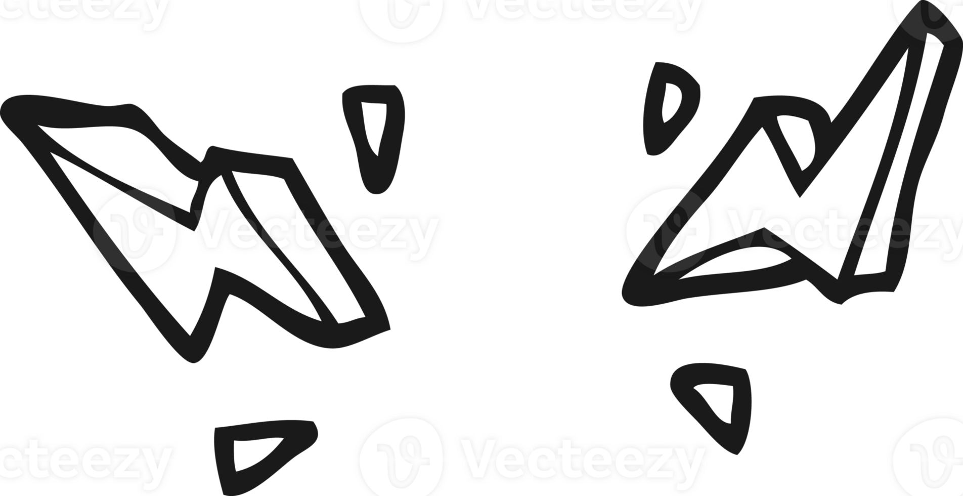 black and white cartoon decorative doodle lightning bolts png