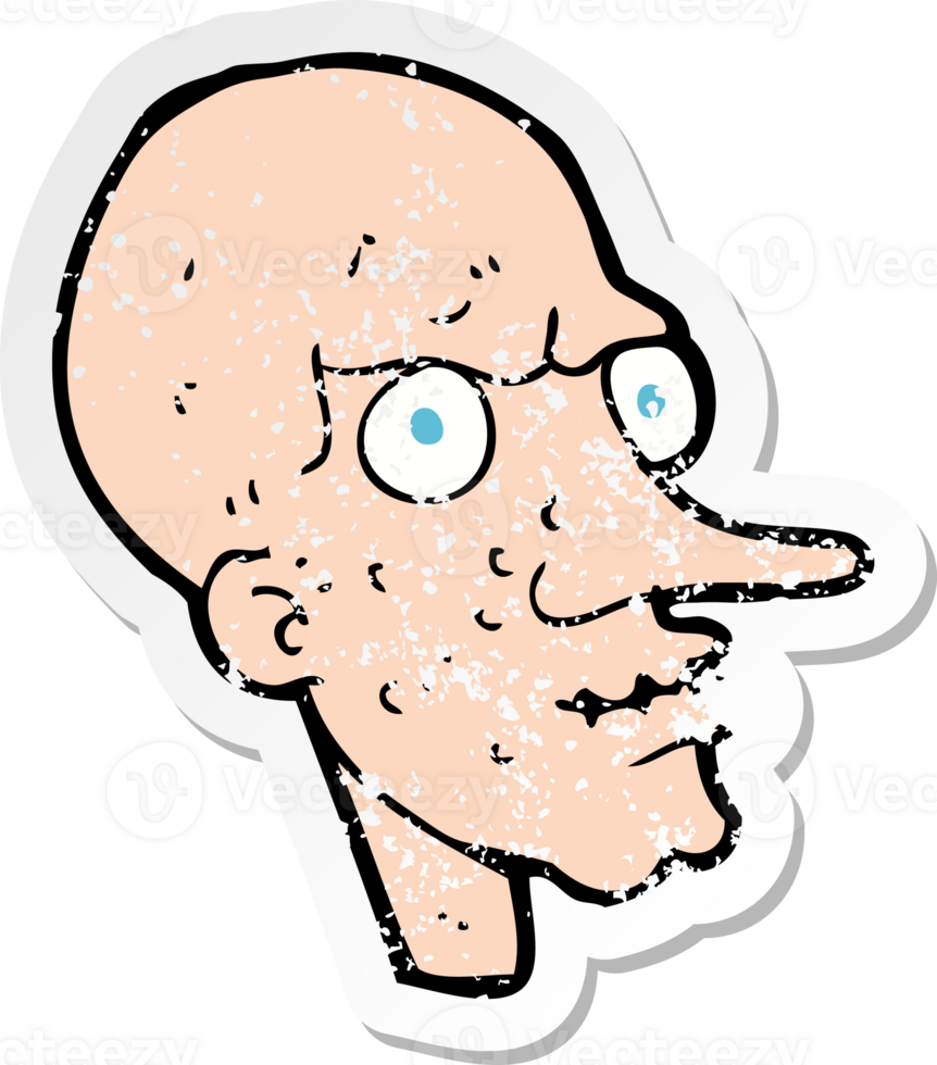 retro distressed sticker of a cartoon evil old man png