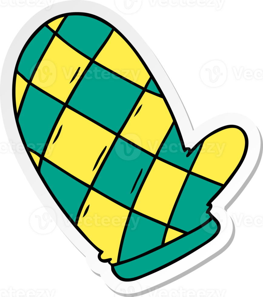 sticker cartoon doodle of an oven glove png