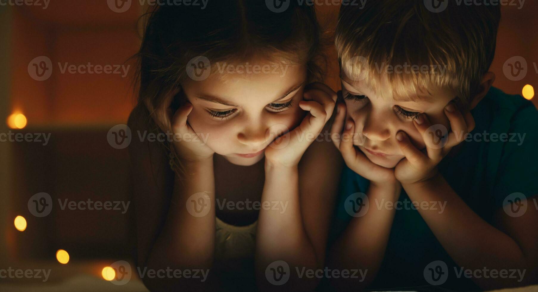 Kids watching cartoons photo