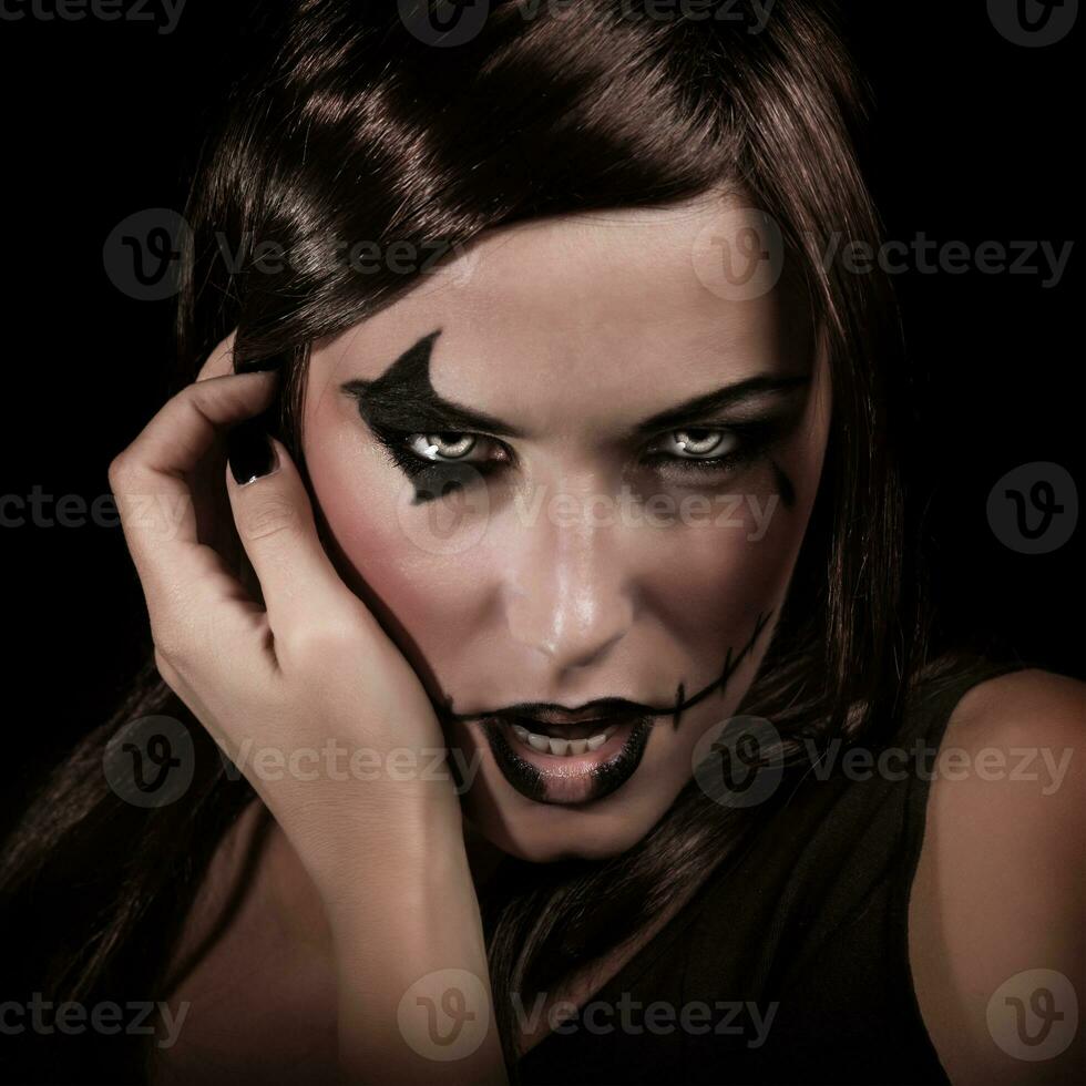 Woman on Halloween night photo