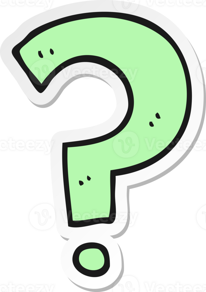 sticker of a cartoon question mark png