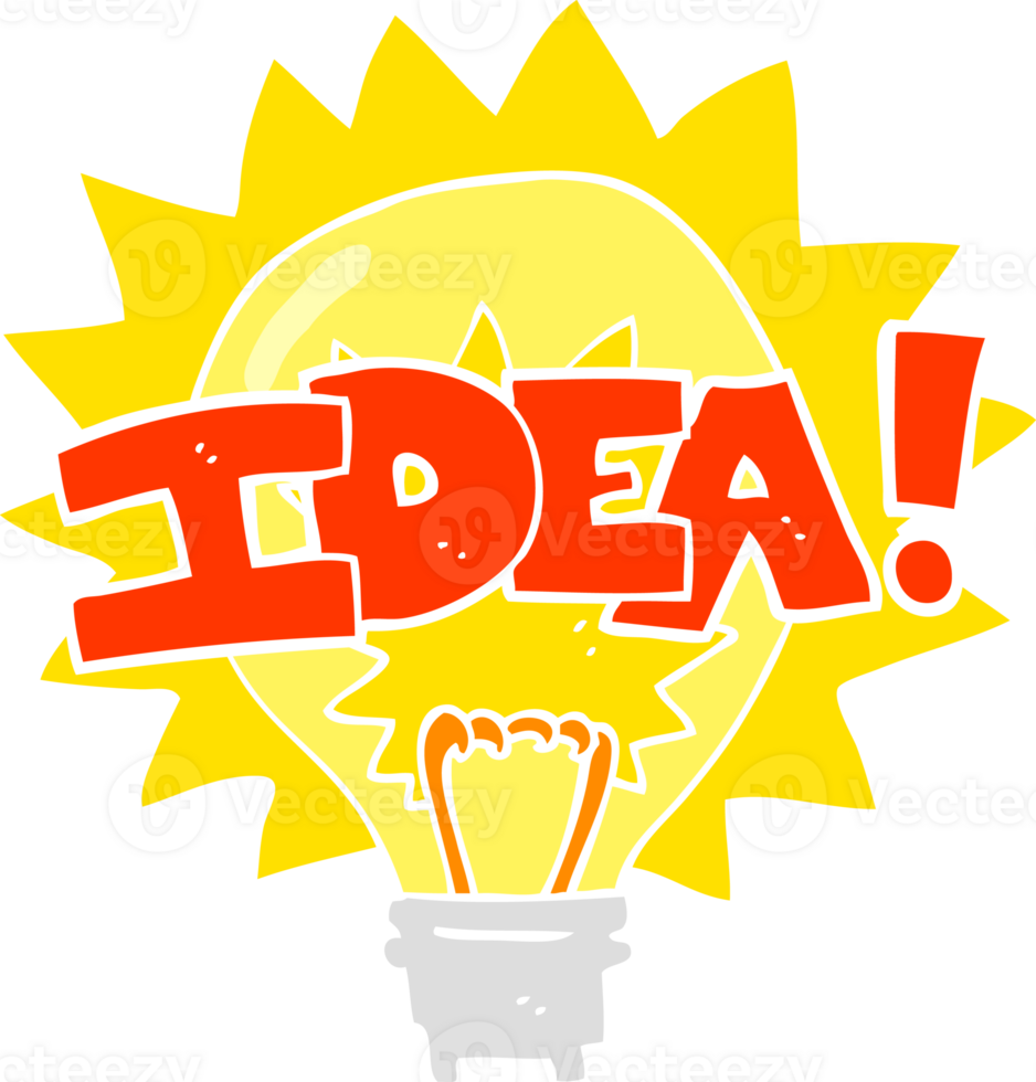 flat color illustration of a cartoon idea light bulb symbol png