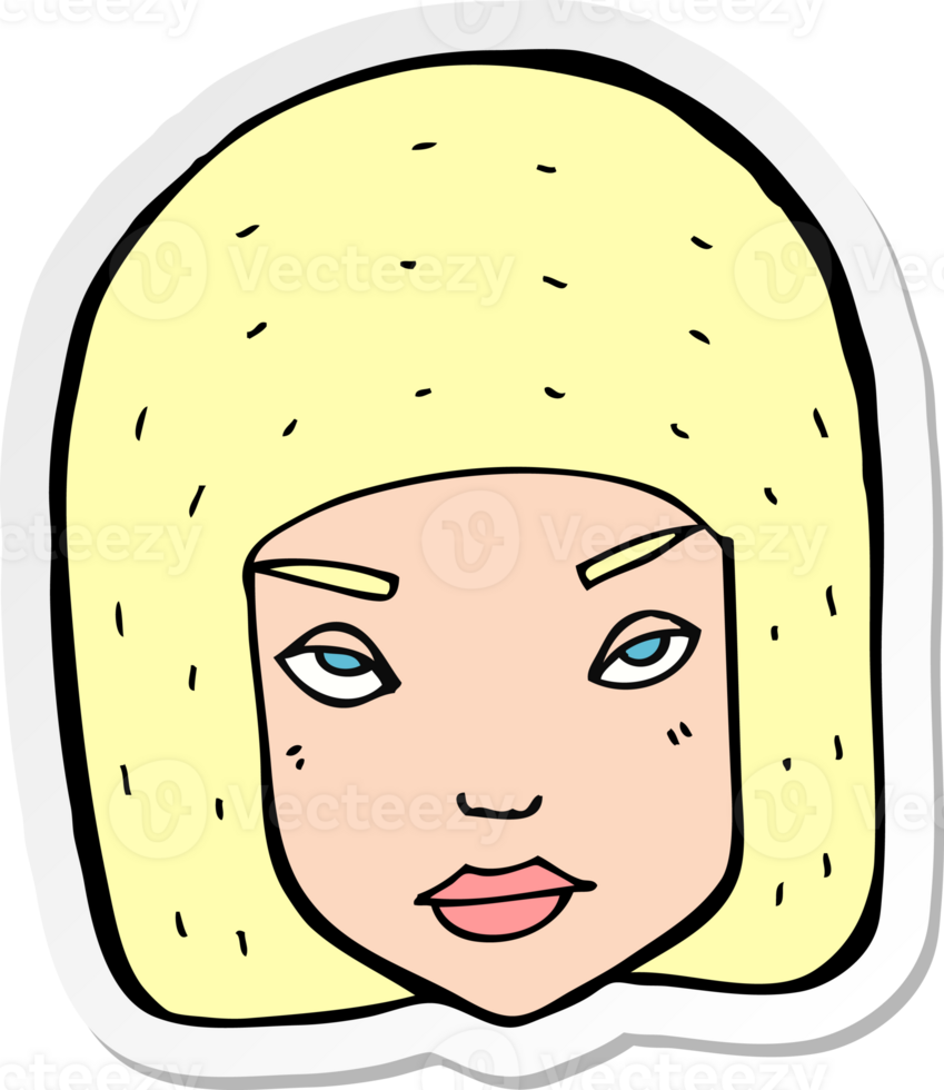sticker of a cartoon annoyed female face png