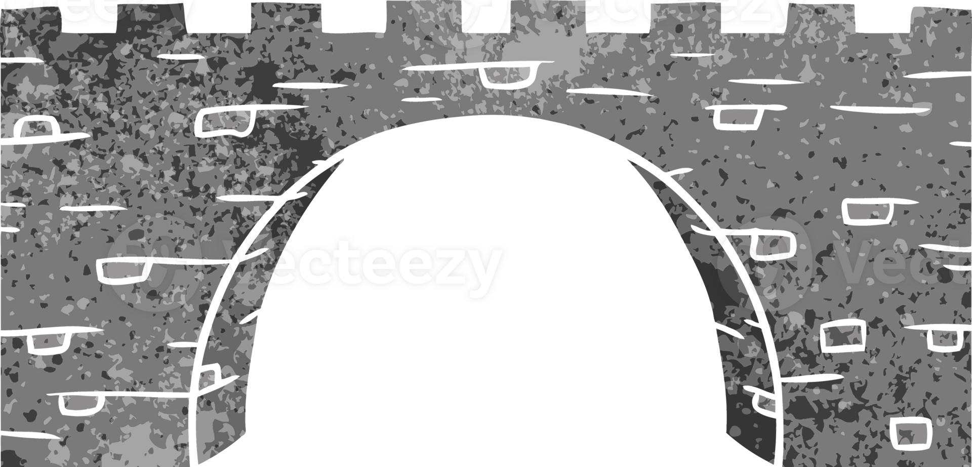 retro cartoon doodle of a stone bridge png