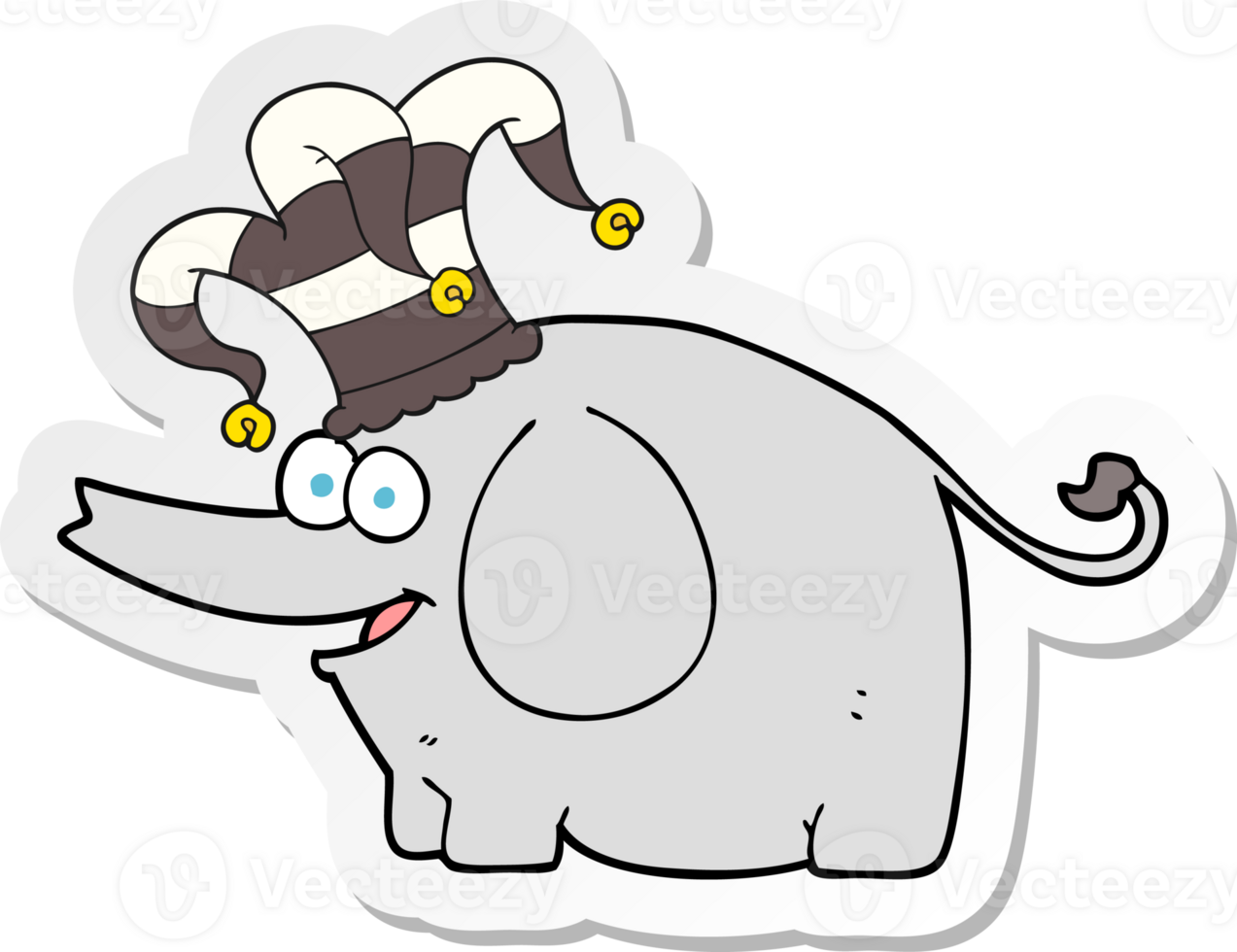 sticker of a cartoon elephant wearing circus hat png