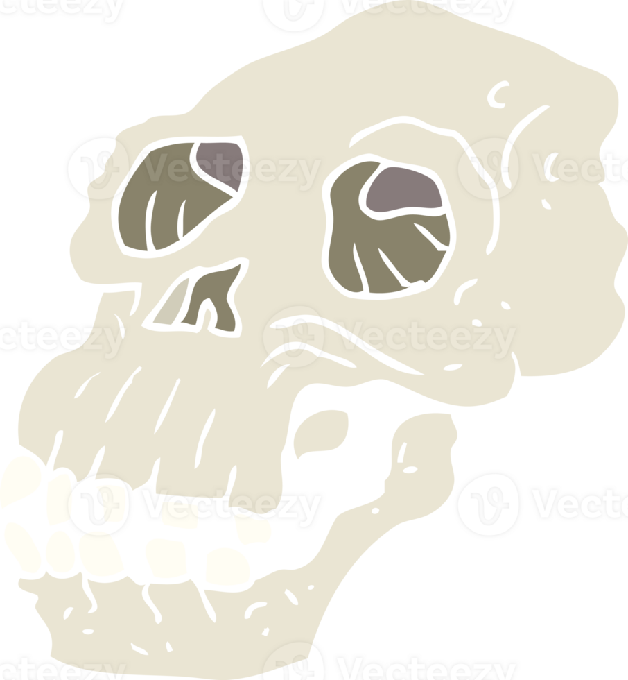 flat color illustration of a cartoon ancient skull png