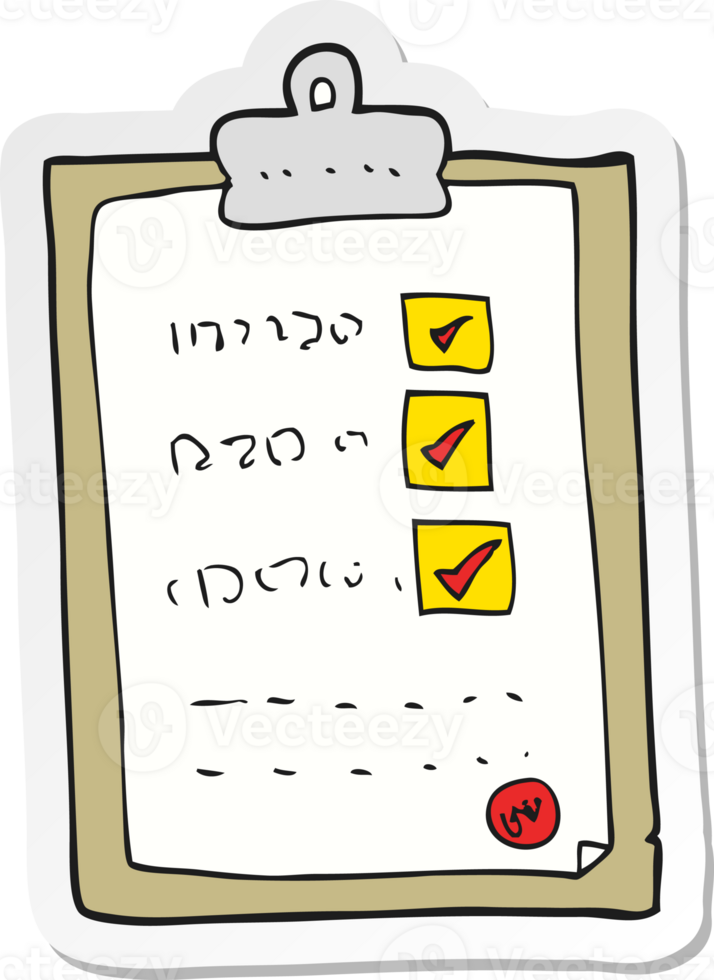 sticker of a cartoon checklist png
