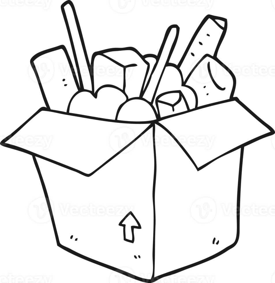 negro y blanco dibujos animados caja de cosas png