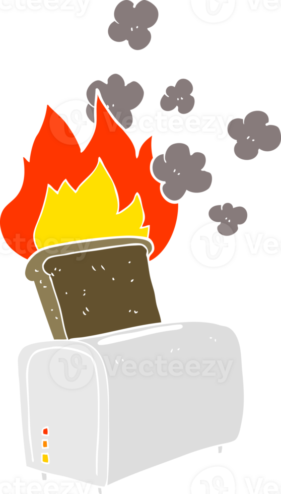 flat color illustration of a cartoon burnt toast png