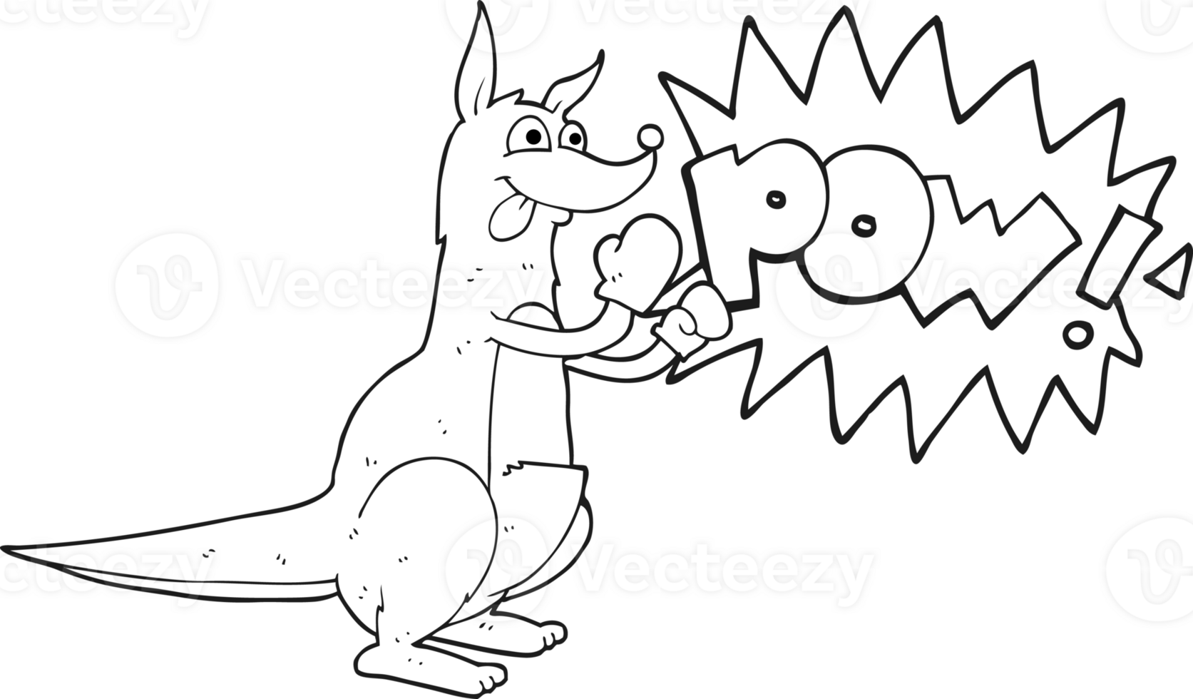 black and white cartoon boxing kangaroo png