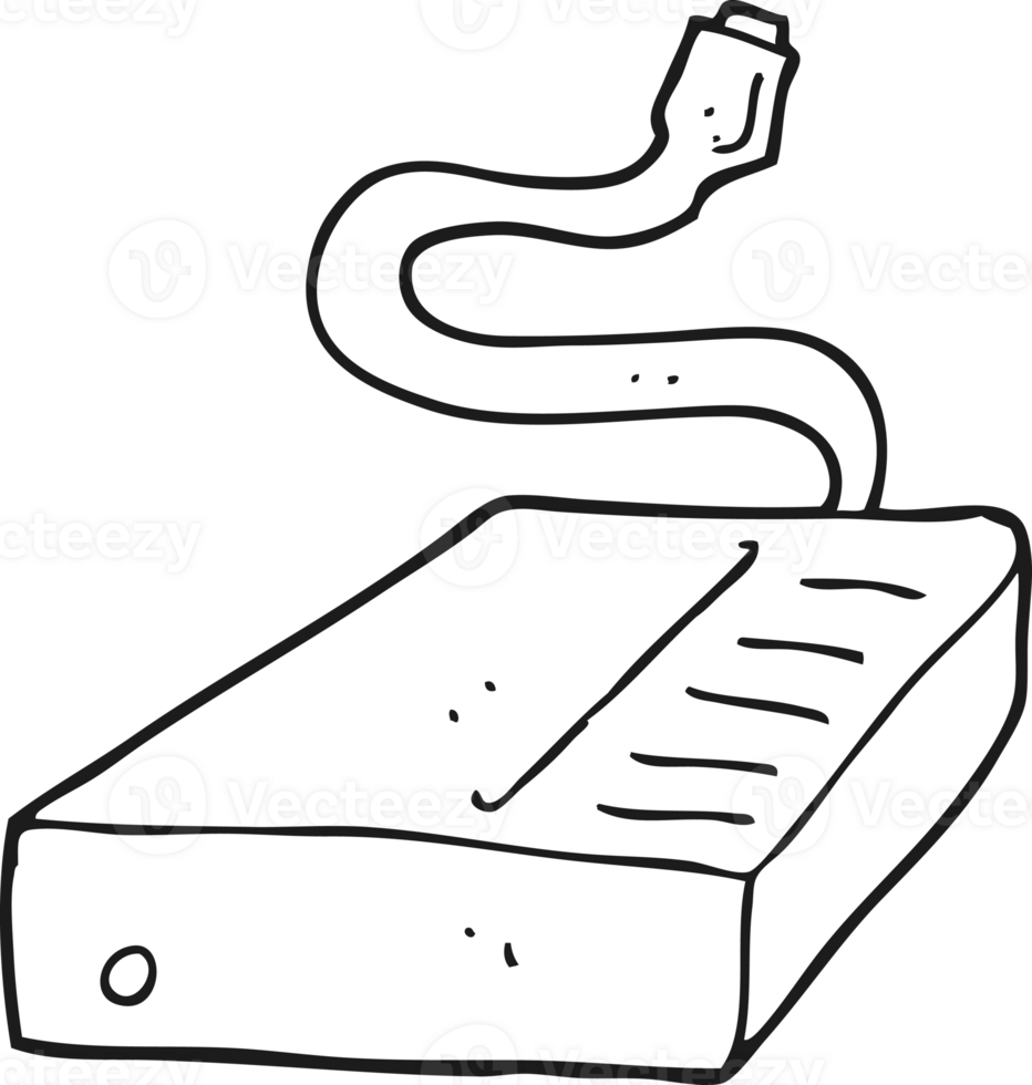 black and white cartoon hard drive png