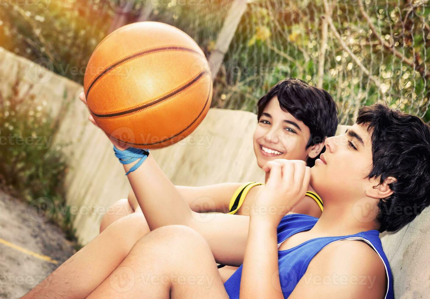 Happy basketball players photo