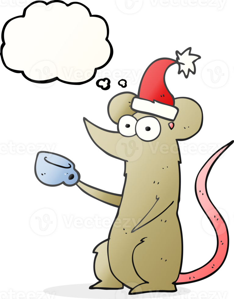 thought bubble cartoon mouse wearing christmas hat png