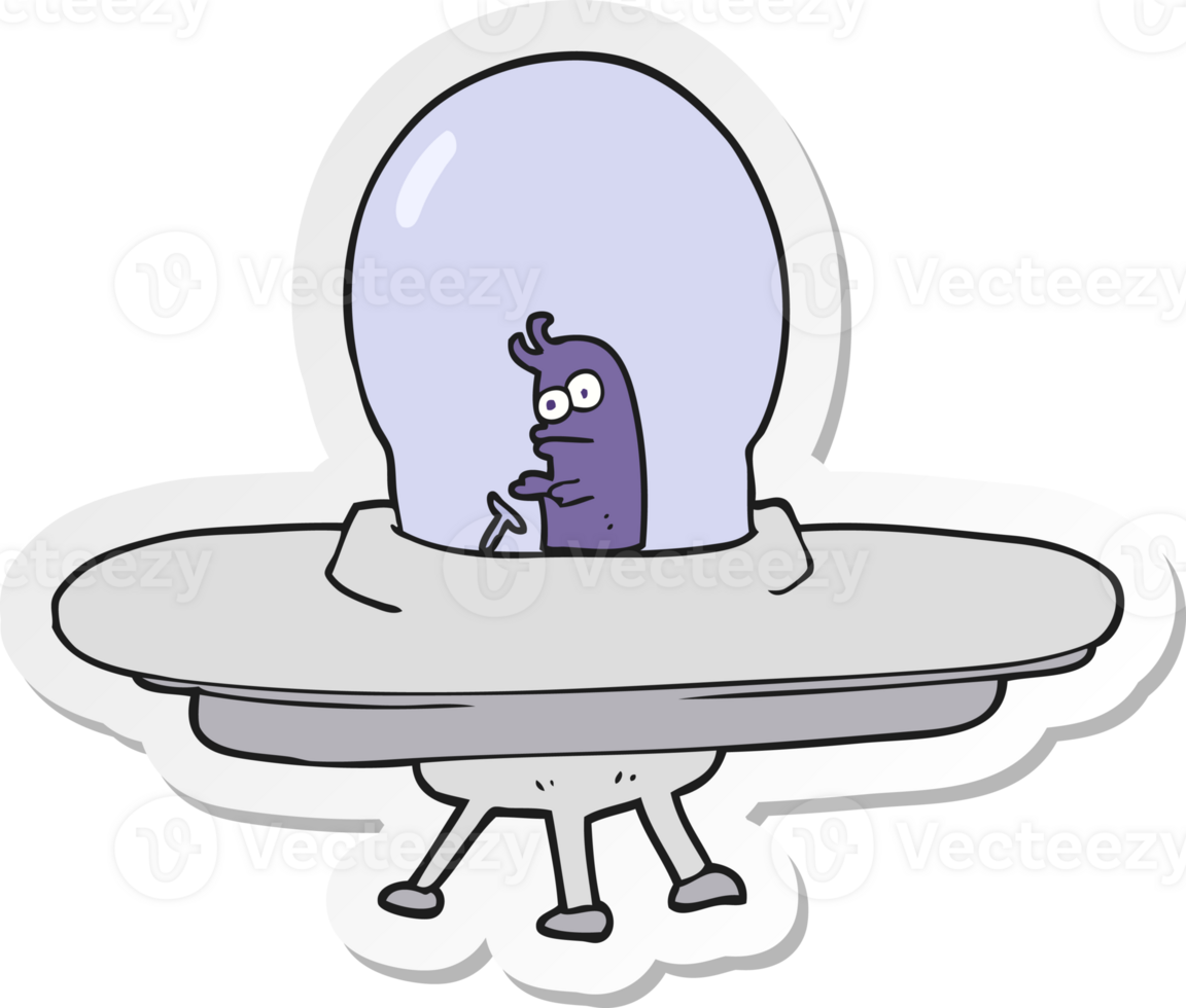 sticker of a cartoon flying saucer png