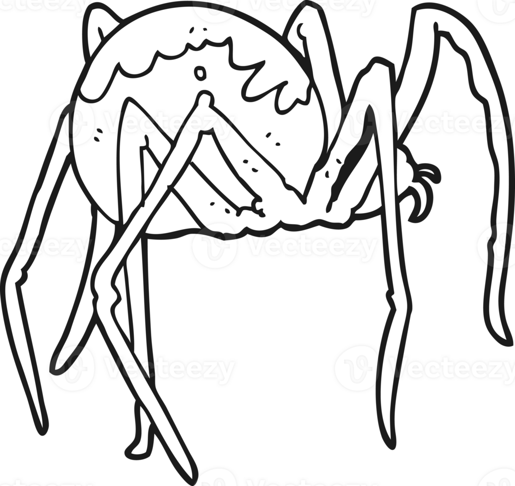 black and white cartoon creepy spider png