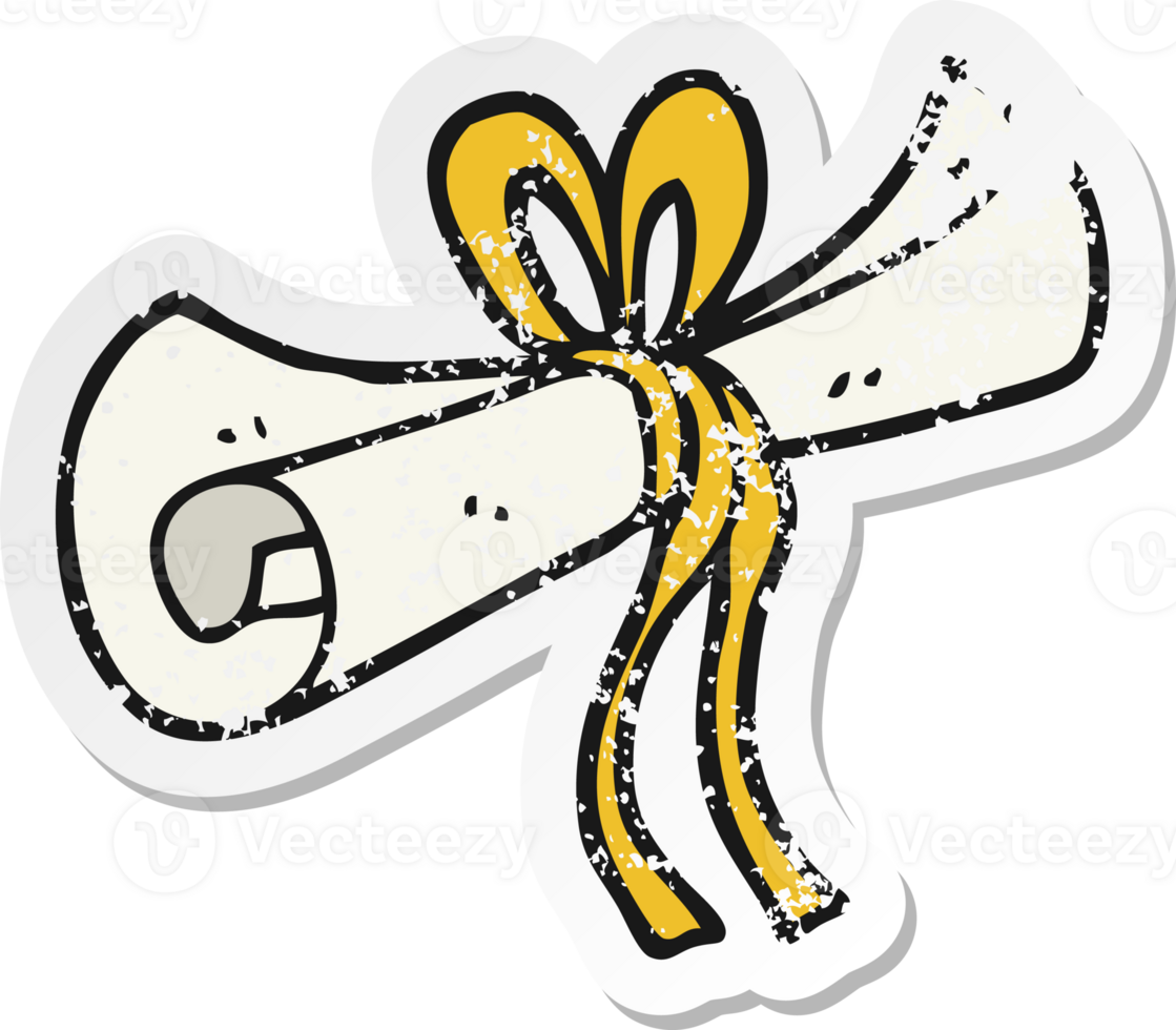 retro distressed sticker of a cartoon scroll png