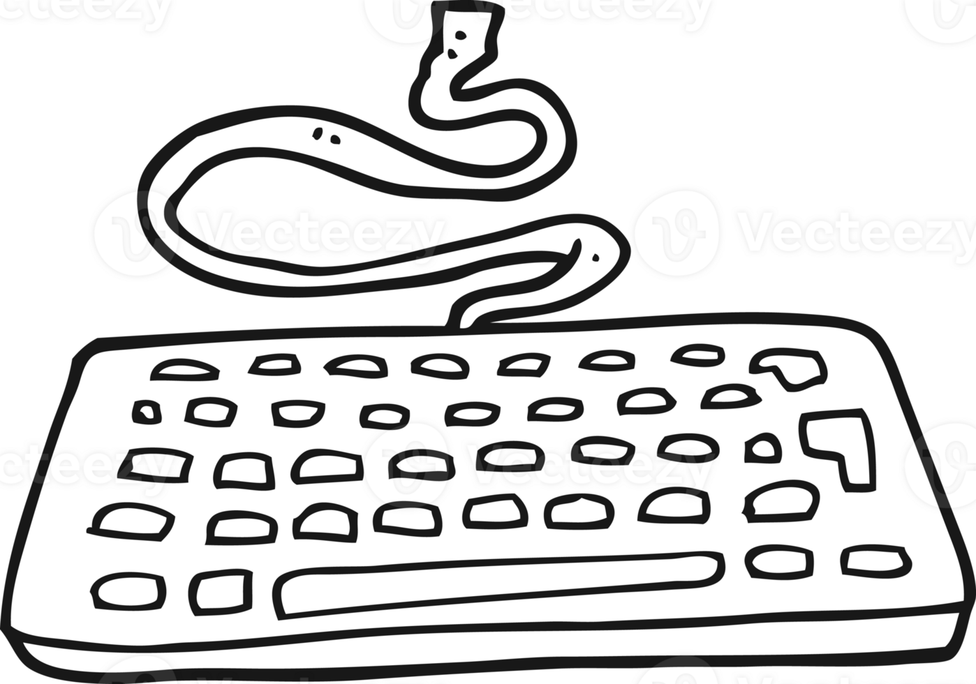 black and white cartoon computer keyboard png