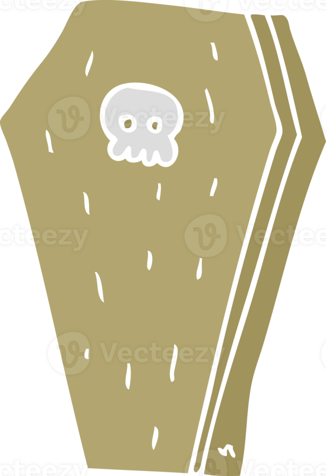 flat color illustration of a cartoon halloween coffin png