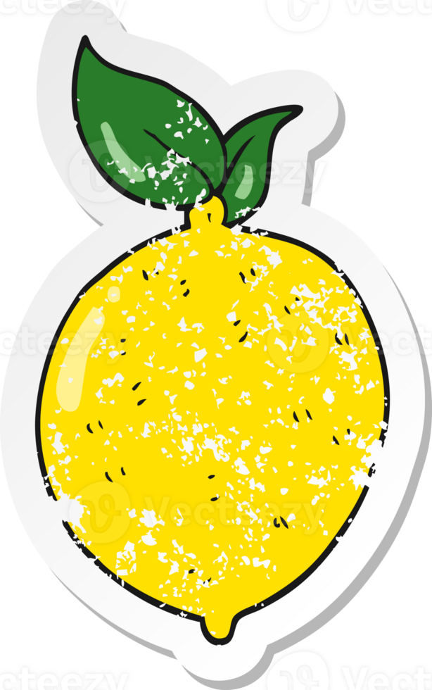 retro distressed sticker of a cartoon lemon png