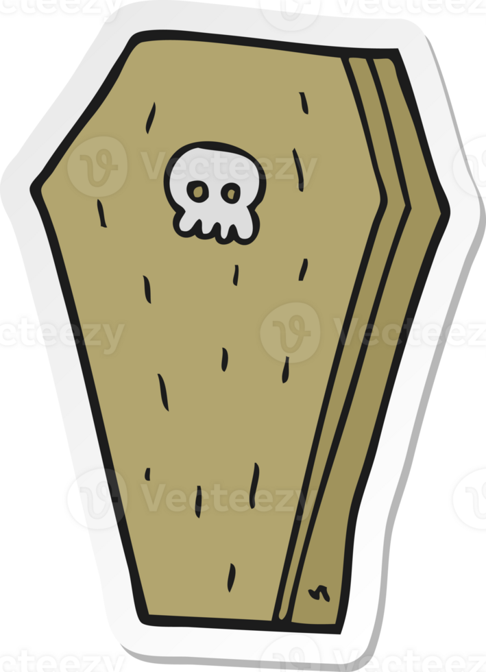 sticker of a cartoon halloween coffin png