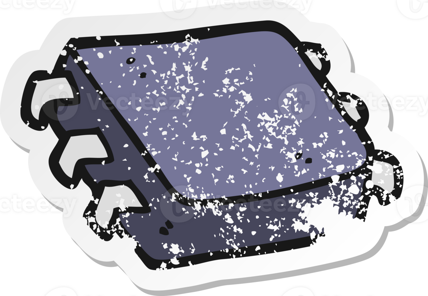 retro distressed sticker of a cartoon computer chip png