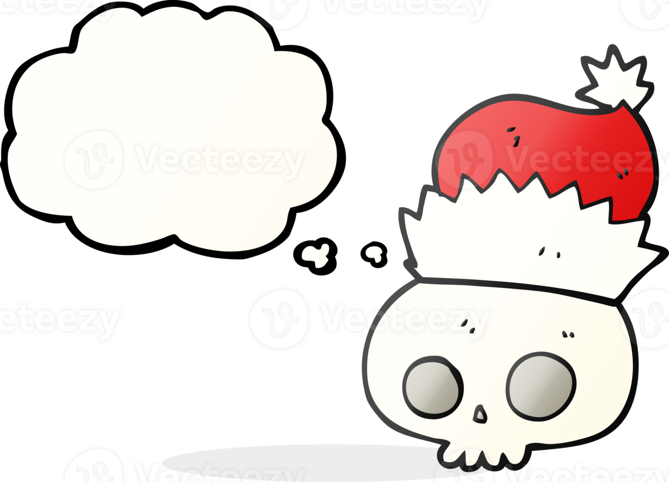 thought bubble cartoon skull wearing christmas hat png