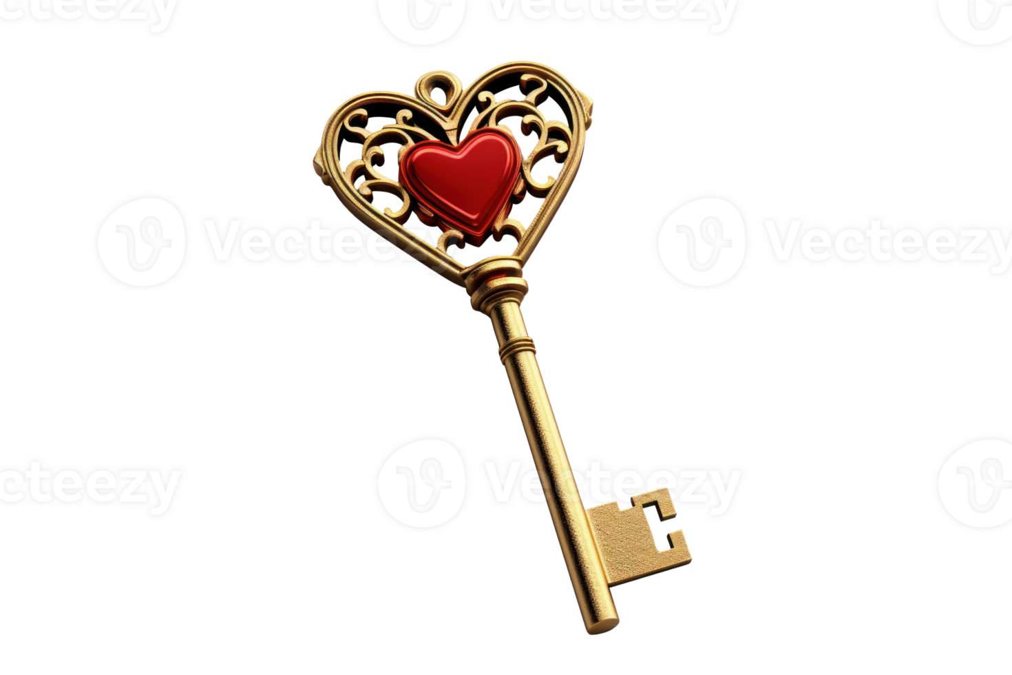 AI generated Key to the Heart on Transparent Background png