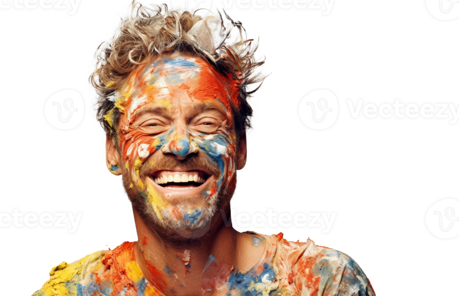 AI generated Caucasian Male Model with Artistic Paint png