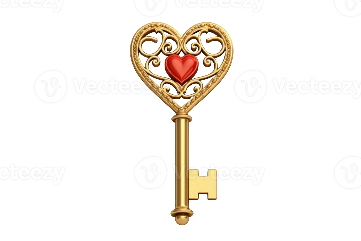 AI generated Key to the Heart on Transparent Background png