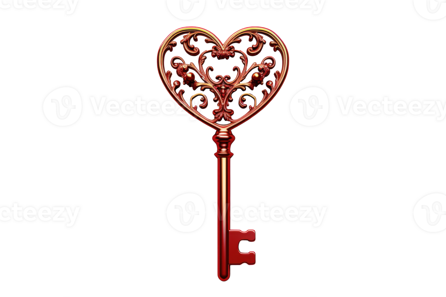 AI generated Key to the Heart on Transparent Background png