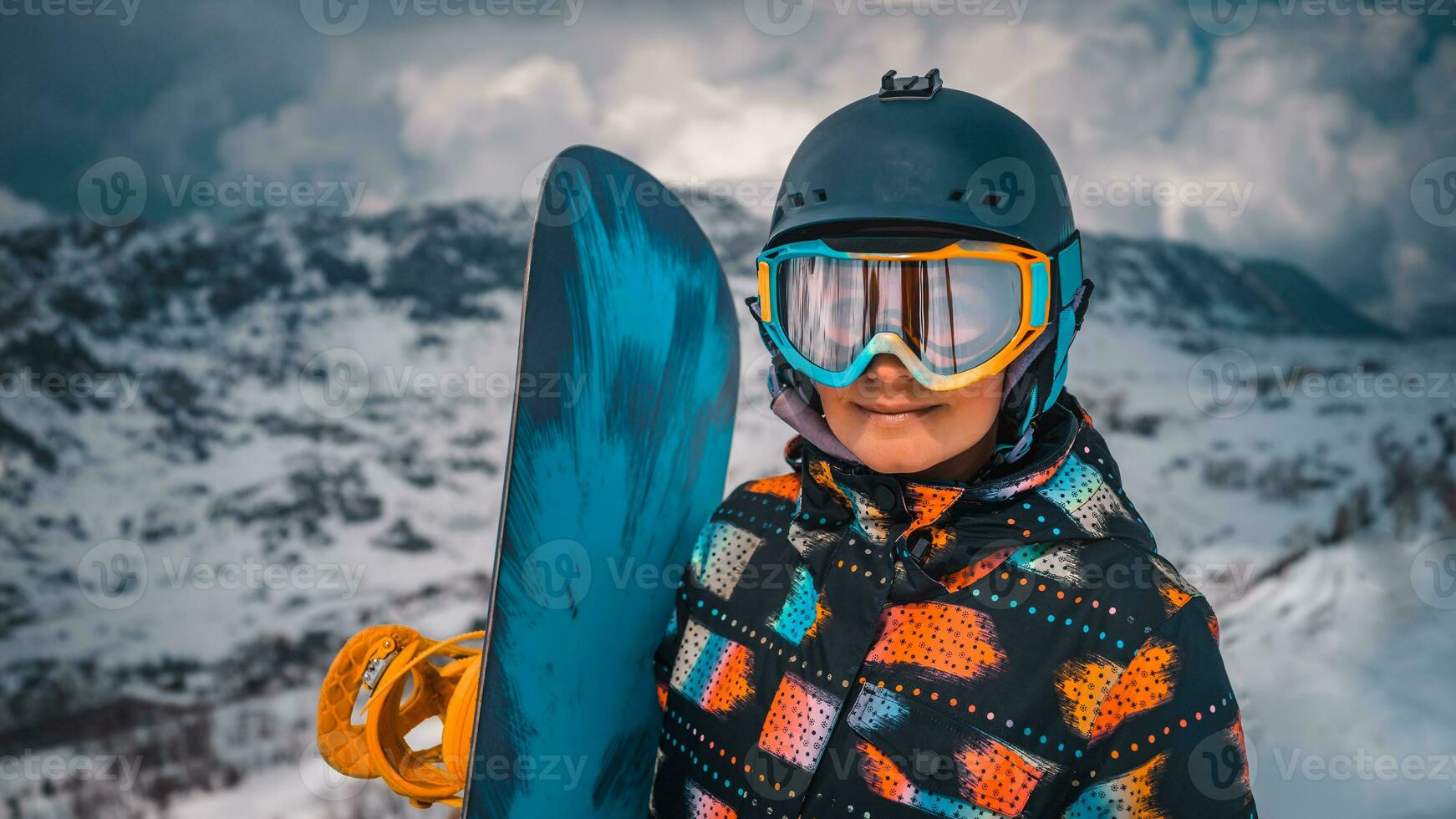 Portrait of a Snowboarder Girl photo
