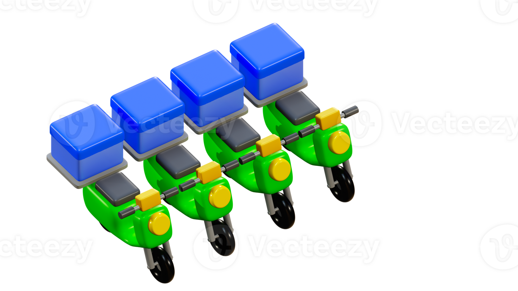 3D rendering of delivery bike in cartoon style, Scooter bike png