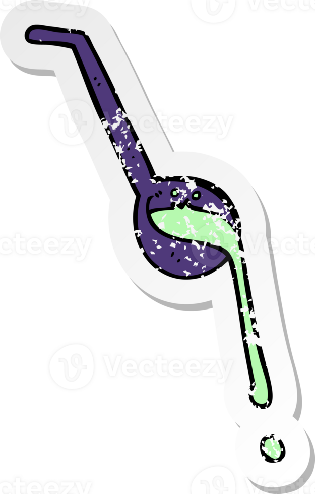 retro distressed sticker of a cartoon ladle png