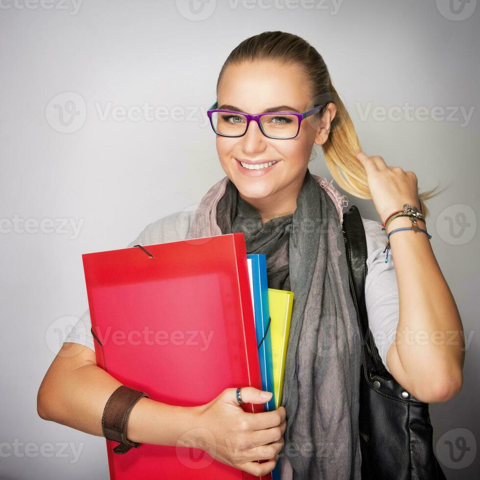 Cute smiling student girl photo