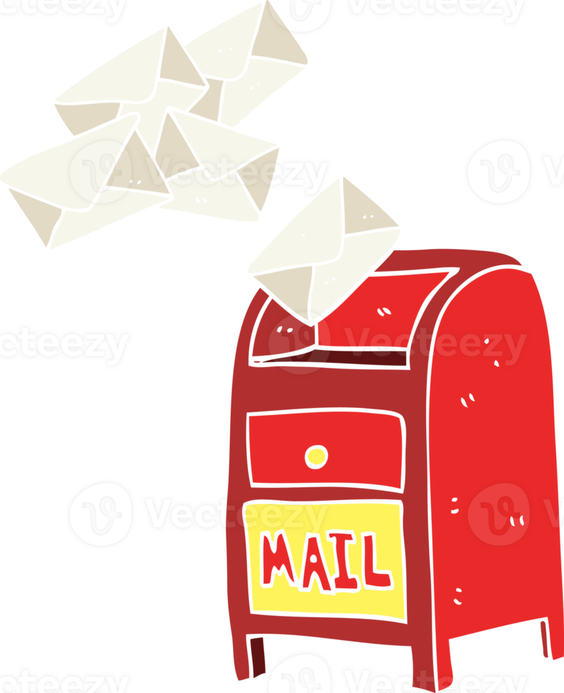 flat color illustration of a cartoon mail box png
