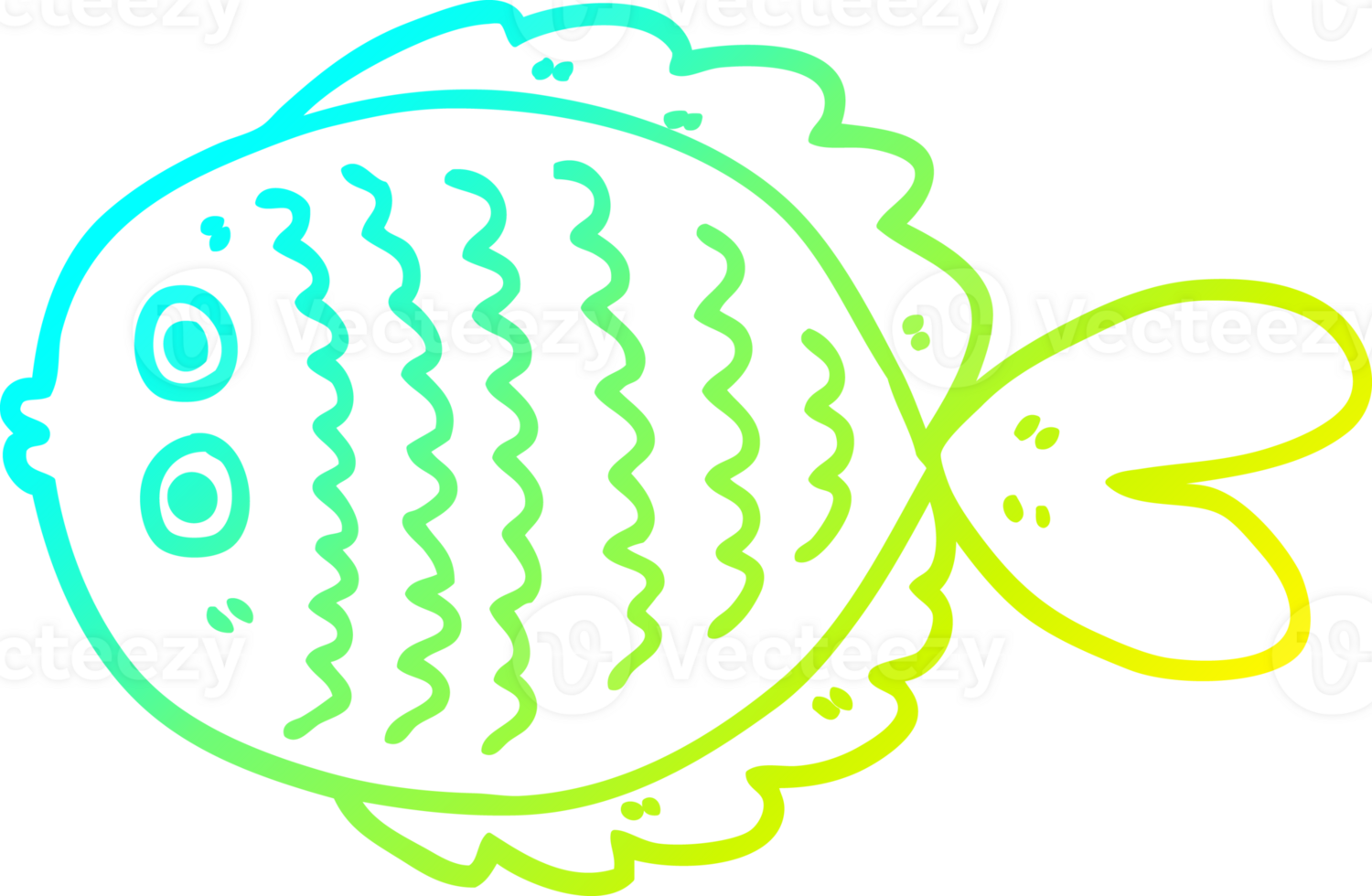cold gradient line drawing cartoon flat fish png